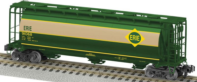Scale 3-Bay Cylindrical Covered Hopper - Ready to Run - American Flyer(R) -- Norfolk Southern #91068 (Erie Heritage, green, cream)