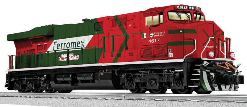 Scale GE ES44AC - 3-Rail w/Legacy RailSounds, Control & Smoke -- Ferromex #4617 (orange, green, white, Diexanos Markings)