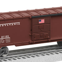 Boxcar - 3-Rail - Ready to Run - US Made -- Pennsylvania Railroad #81195 (tuscan, Circle Keystone, US Flag on Door)