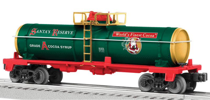Tank Car - 3-Rail - Ready-to-Run -- Santa's Reserve Cocoa (green, red, gold)