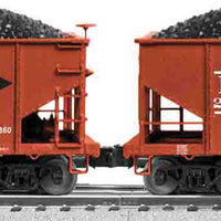 Scale PRR Class Gla 2-Bay Hopper w/Load 2-Pack - 3-Rail - Ready to Run -- Lehigh Valley #25045, 25012 (Boxcar Red, Large Lettering, Black Diamond Logo