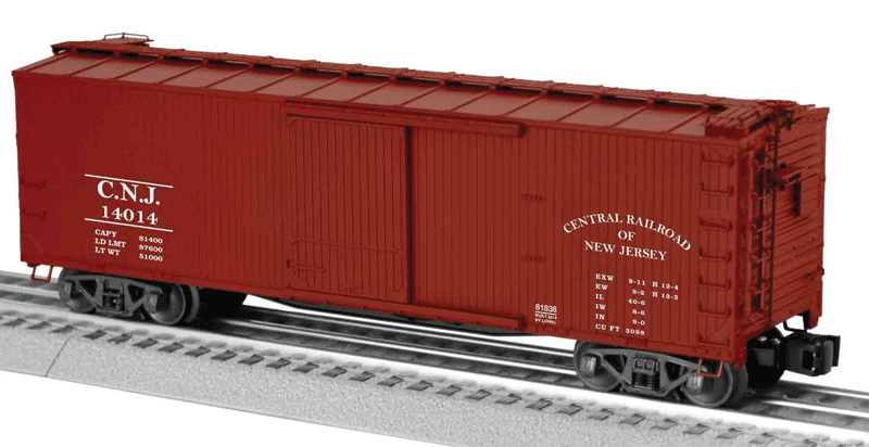 Double-Sheathed Wood Boxcar - 3-Rail - Ready to Run -- Central Railroad of New Jersey #14014 (Boxcar Red)-1