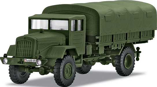 4MFOR Metal Military Mission(R) Modern German Army (BW) Diecast Model -- Mercedes 5-Ton 4x4 Flatbed Cargo/Personnel Carrier w/Tarp