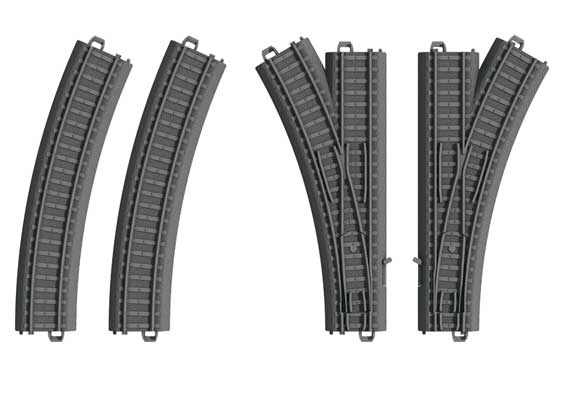 Plastic Track Turnouts - My World -- 2 Turnouts, 2 Curves For Battery-Operated Trains Only