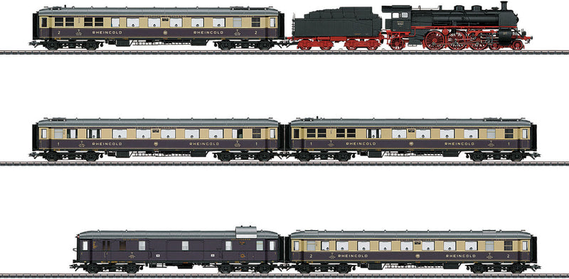 1928 Rheingold Train-Only Set - 3-Rail - Sound and Digital -- German State Railroad DRG Class 18.5 4-6-2 Locomotive & 5 Cars (Era II, 1931
