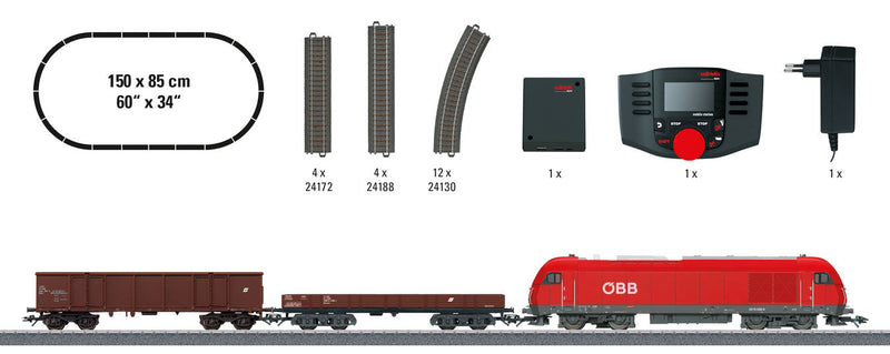 Austria Era V Diesel Starter Set - 3-Rail w/Digital - Start Up -- Austrian Federal Railways OBB Class 2016 Hercules Diesel & 2 Cars, Track & P-1