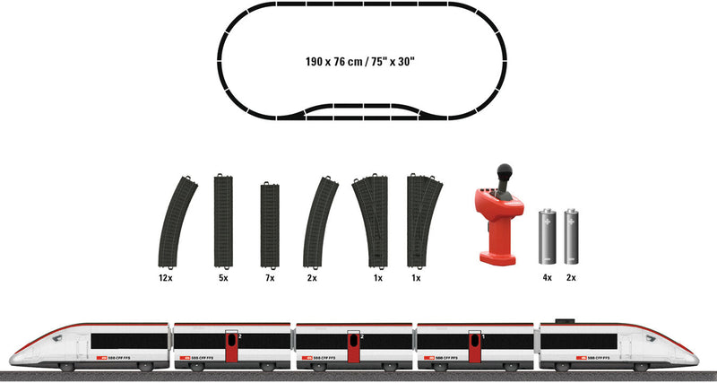 TGV Battery-Operated Starter Set with Plastic Track - My World -- Swiss Federal Railways SBB (white, black, red)-1