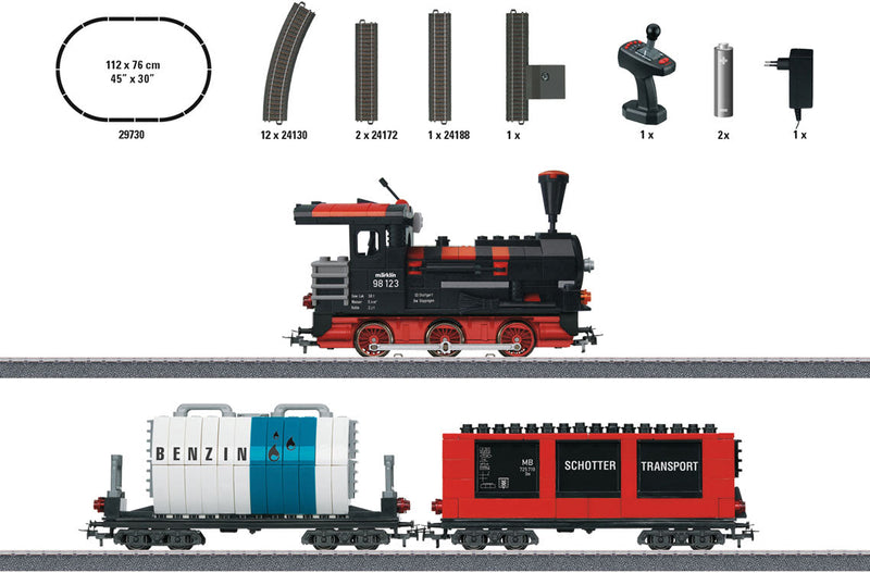 Building Block Train Steam Starter Set - 3-Rail - Digital -- Steam Locomotive, 2 Cars, C-Track Oval, Mobile Station-1