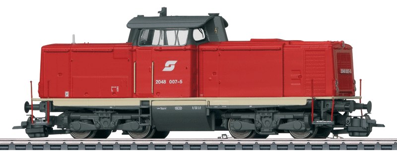 Class 2048 Diesel - 3-Rail w/Sound & Digital -- Austrian Federal Railways OBB (Former DB, Era V 1978, Traffic Red, gray)