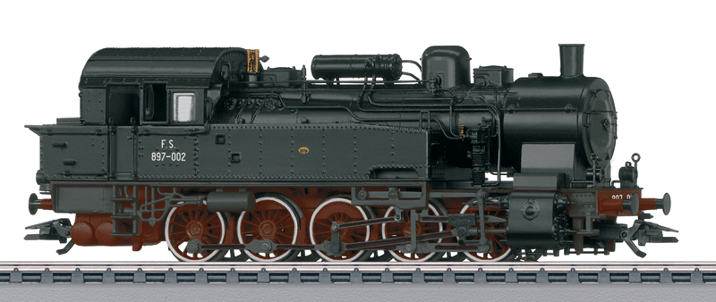 Class 897 0-10-0T - 3-Rail w/Sound & Digital -- Italian State Railways FS #897.002 (Era III, black, red)