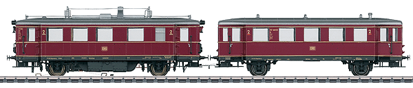 Class VT 75.9 Diesel Railcar w/VB 140 Trailer - 3-Rail w/Digital -- German Federal Railroad DB #75 903 & 140 036 (Era III , red, gray)