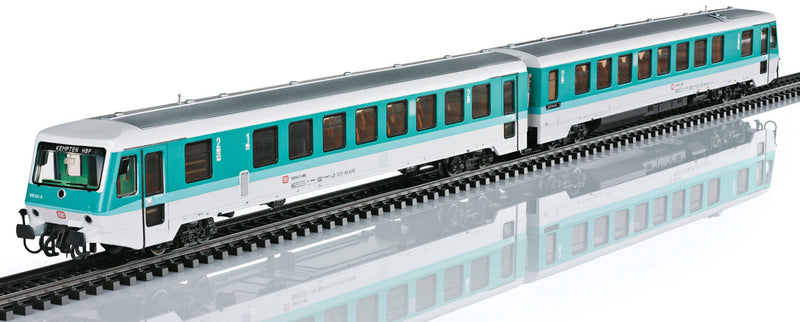 Class 628.2 Diesel Rail Car Train-Only Set - 3-Rail w/Sound & Digital -- German Federal Railroad DB (Era VI 1989, turquoise, gray)-1