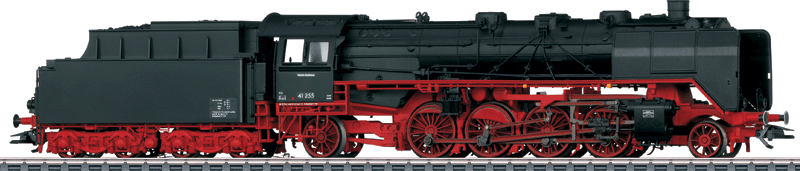 Class 41 2-8-2 w/Standard Tender & Wagner Deflectors - 3-Rail w/Digital -- German Federal Railroad DB #41 255 (Era III, 1951, black, red)