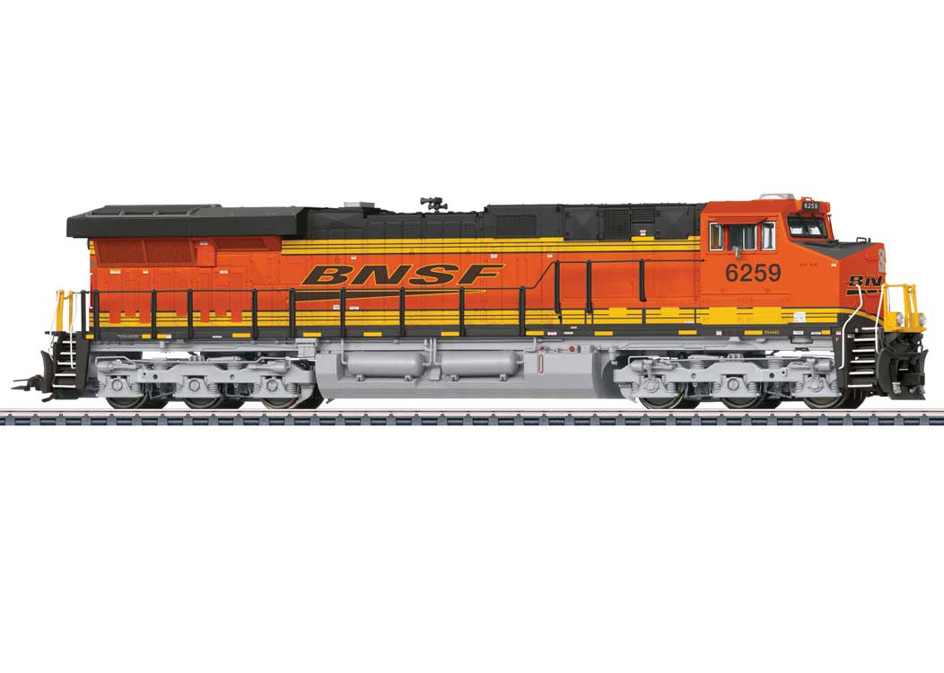 GE ES44AC - 3-Rail - Sound, Smoke and Digital -- BNSF Railway #6259 (orange, black, yellow, Wedge Logo)