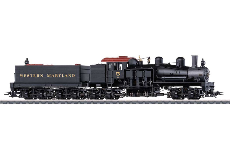 Class D 4-Truck Shay - 3-Rail - Sound, Smoke and Digital -- Western Maryland #5 (1940s, black, graphite, Tuscan)-1