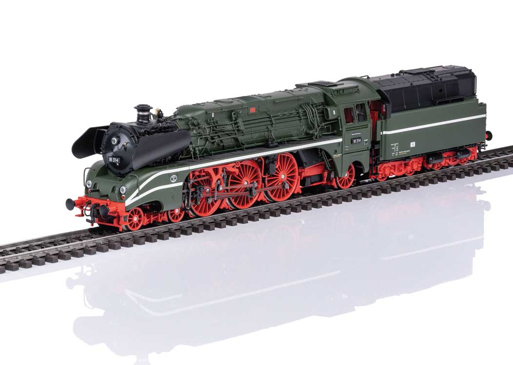 Class 18.3 4-6-2 Schorsch - 3-Rail - Sound and Digital -- German State Railroad DR #18 314 (Era III 1968, black, green, red)-1