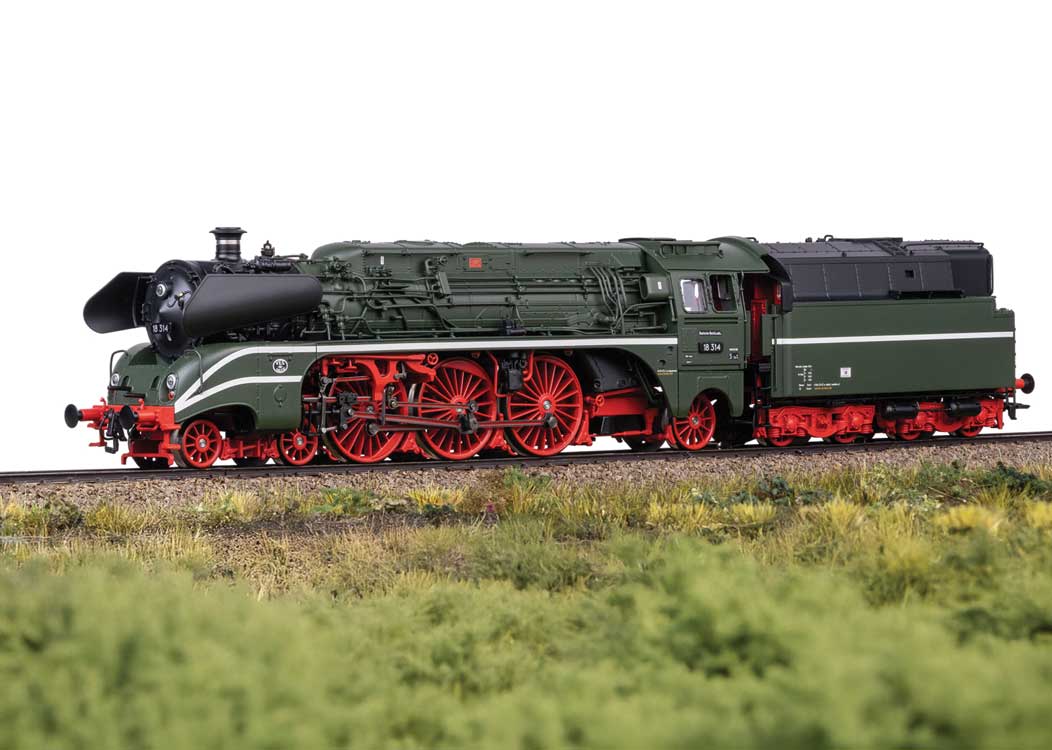 Class 18.3 4-6-2 Schorsch - 3-Rail - Sound and Digital -- German State Railroad DR #18 314 (Era III 1968, black, green, red)-4