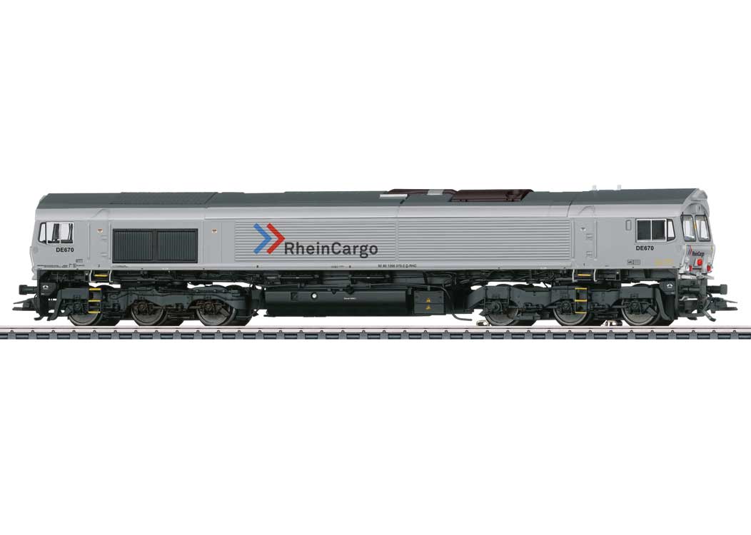 Class 66 EMD JT42CWR Diesel - 3-Rail - Sound and Digital -- RheinCargo (Era VI 2022, gray, black, blue, red)-1