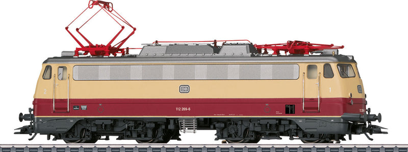 Class 112 Electric Pants Crease Ends - 3-Rail w/Sound & Digital -- German Federal Railroad DB (Era IV 1973, red, ivory)