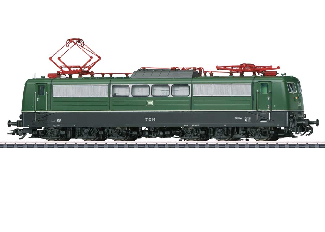 Class 151 Electric - 3-Rail - Sound and Digital -- German Federal Railroad DB #151 034-6 (Era IV 1974, green, black, silver)-2