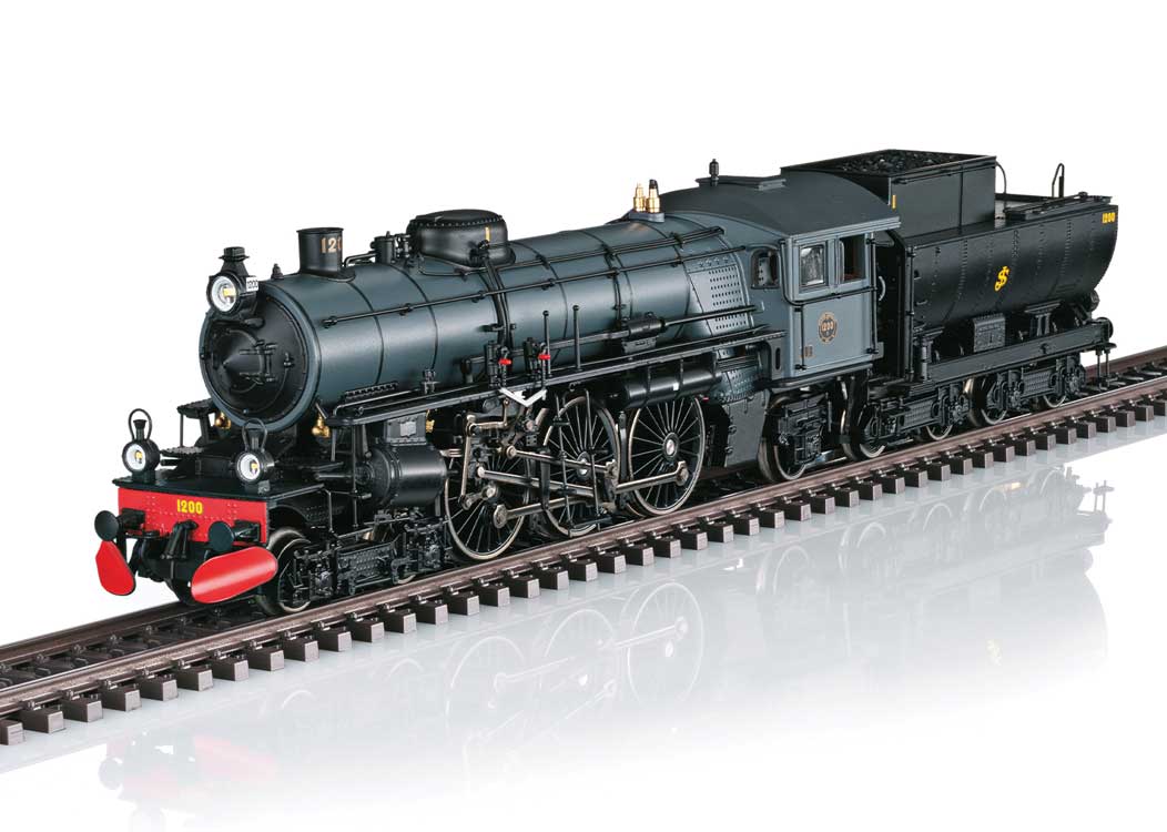 Class F 1200 4-6-2 - 3-Rail - Sound and Digital -- Swedish Railroad Museum #1200 (Era VI 2024, gray, black, red)-1