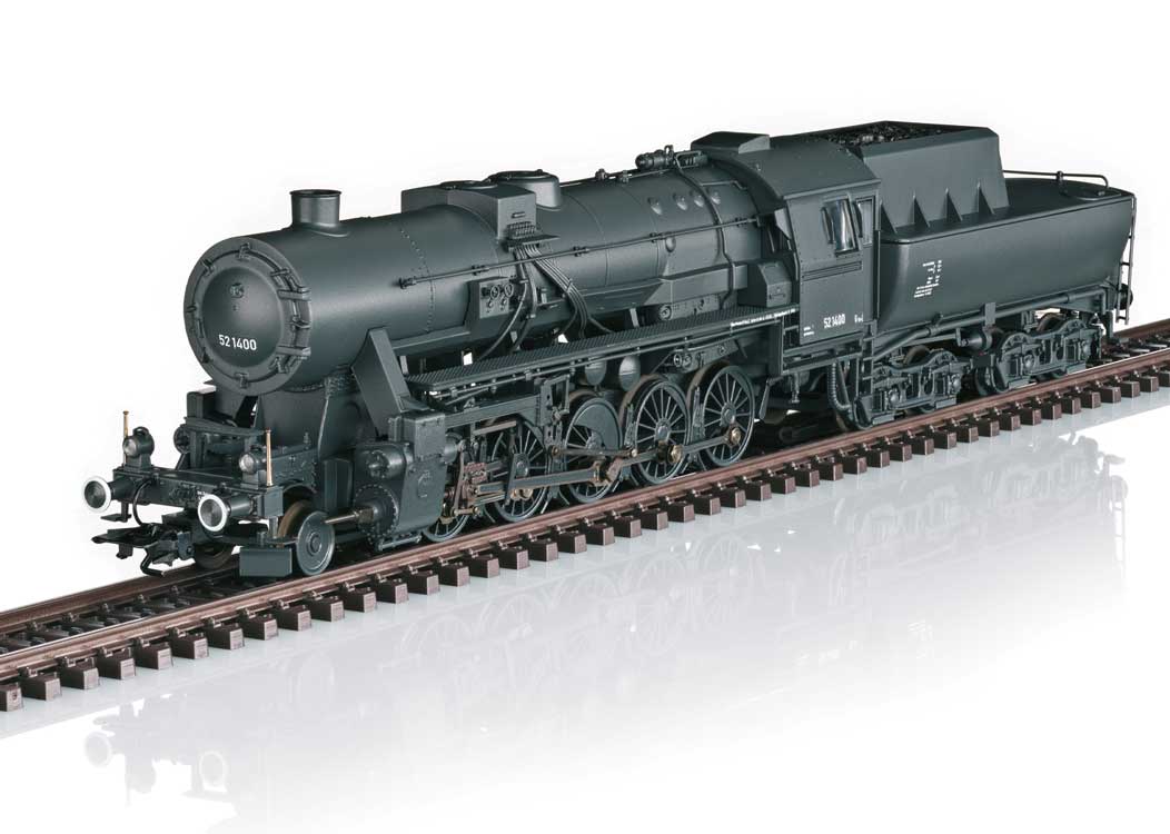 Class 52 2-10-0 Tub Tender - 3-Rail - Sound and Digital -- German State Railroad DR #52 1400 (Era II 1943-1944, dark gray)-1