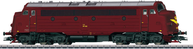 NOHAB Class MY 1100 Diesel - 3-Rail w/Sound & Digital -- Danish State Railways DSB #1132 (Era IV 1983, maroon, yellow, gray)