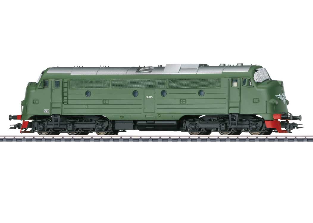 NOHAB Class Di3 Diesel - 3-Rail - Sound and Digital -- Norwegian State Railways NSB #3.613 (Era III, green, gray, red)-2