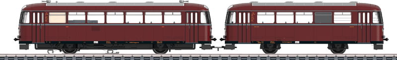Class 95.9 Railbus & VB 140 Trailer - 3-Rail w/Sound & Digital -- German Federal Railroad DB (Era III 1952-53, crimson, silver)