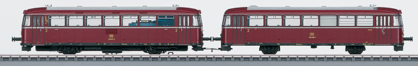 Class 798 Diesel Railcar w/998 Trailer - 3-Rail w/Sound & Digital -- German Federal Railroad DB (Era IV 1970s; red, gray)