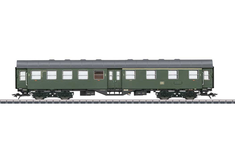 Type AB4yge 1st/2nd Class Rebuild Car - 3-Rail - Ready to Run -- German Federal Railroad DB (Era III 1959, bottle green, gray)