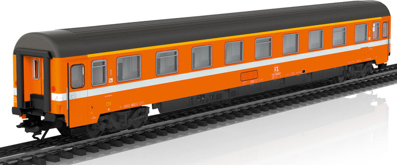 Eurofima Type Az 1st Class Compartment Car - 3-Rail - Ready to Run -- Italian State Railroad FS (Era IV 1979; orange, gray, white)