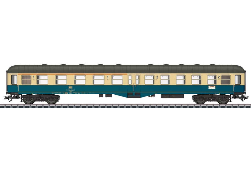 Type ABylb 411 1st and 2nd Class Coach - 3-Rail - Ready to Run -- German Federal Railroad DB (Era IV 1984, ocean blue, ivory, gray)-1
