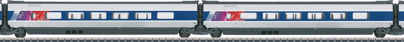 TGV POS 2nd Class Intermediate R6/R7 2-Car Add-On Set - 3-Rail Ready to Run -- French State Railways SNCF #4415 (Era VI 2012; orange, gray, white)