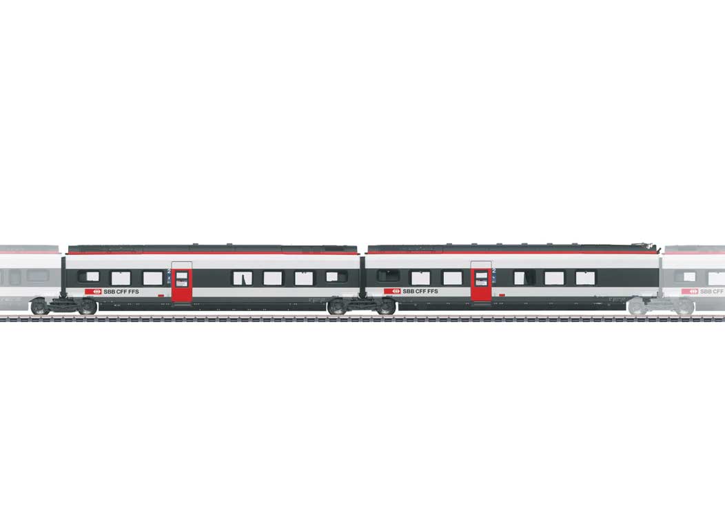 Type D & Type E 2nd Class Add-On for Giruno Train Set - 3-Rail - Ready to Run -- Swiss Federal Railways SBB RABe #501 022 (Era VI 2024, white, black, red)