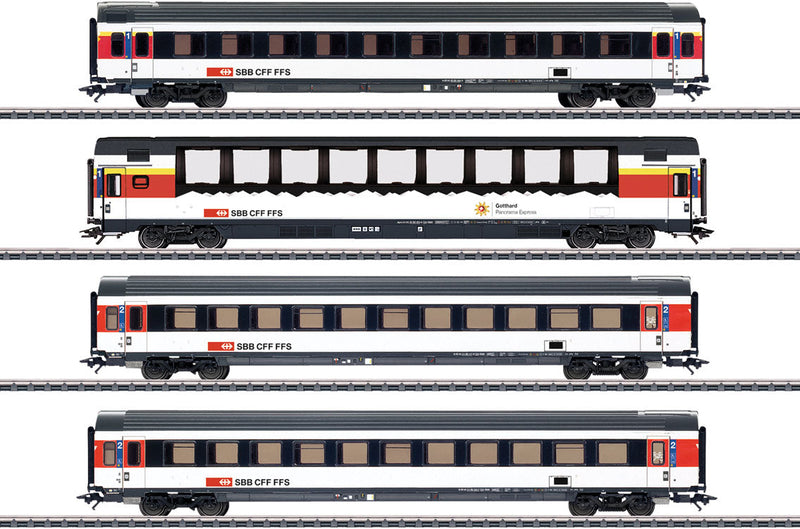 1 Type EW IV A, 2 Type EW IV B, 1 Type Apm Passenger Set - 3-Rail - Ready t -- Swiss Federal Railways SBB-CFF-FFS (Era VI 2019 InterCity, black, white, red