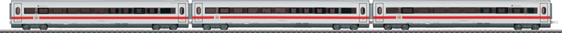 ICE 1 Intermediate Passenger 3-Car Add-On Set- 3-Rail - Ready to Run -- German Railroad DB AG (Era VI 2012, white, black, red, gray)-1
