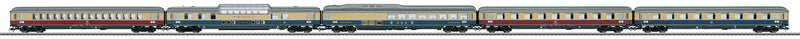 Rheinpfeil Express 5-Car Set - 3-Rail - Ready to Run -- German Federal Railroad DB (Era III Rheinpfeil, red, ivory & blue, ivory)