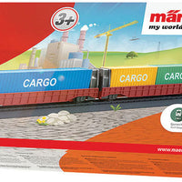 Container Car 2-Pack - for My World Battery Train Sets -- 2 Cars w/2 20' & 1 40' Container (black)