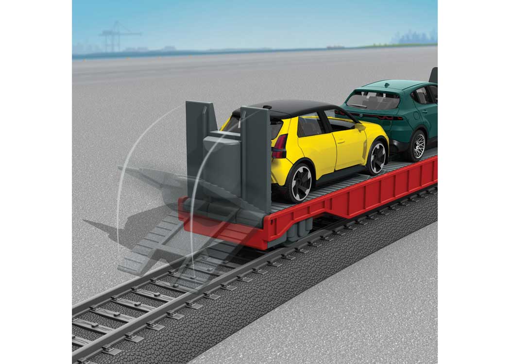 Automobile Transport Car with 2 Autos for My World Battery Train Sets -- Red, Gray-3