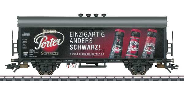 Type Ibopqs 2-Axle Beer Reefer - 3-Rail - Ready to Run -- Bergquell-Brauerei Lobau (black, red)