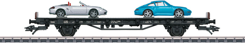 Type Kkklp 472 Flatcar with Porsche 993 and Boxster Load - 3-Rail - Ready to R -- German Railroad DB AG (Era V 1996, Porsche 70 Years)
