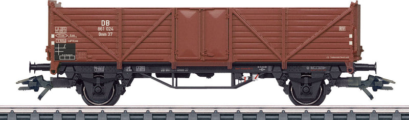 Type Omm 37 Gondola w/Scrap Load - 3-Rail Ready to Run -- German Federal Railroad DB (Era III, Weathered, Boxcar Red)-1