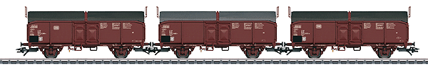 Type Bauart Tcms 3-Part Sliding-Roof Boxcar 3-Pack - 3-Rail - Ready to Run -- German Federal Railroad DB (Era IV, Boxcar Red)