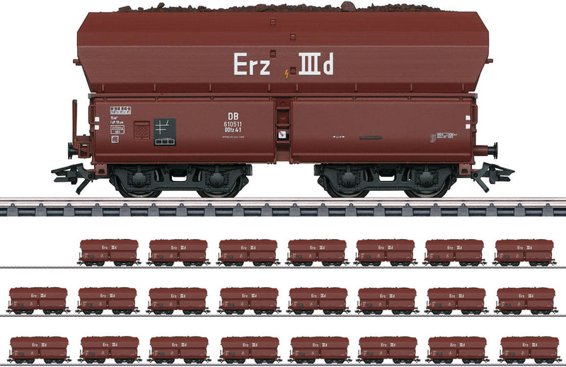 Type OOtz 41 Erz IIId Hopper with Ore Load 24-Pack - 3-Rail - Ready to Run -- German Federal Railroad DB (Era III 1960s, Boxcar Red)-1