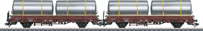 Type Kbs Stake Flatcar w/Brewery Tank Load 2-Pack - 3-Rail Ready to Run -- German Federal Railway (Era III 1965, Boxcar Red)