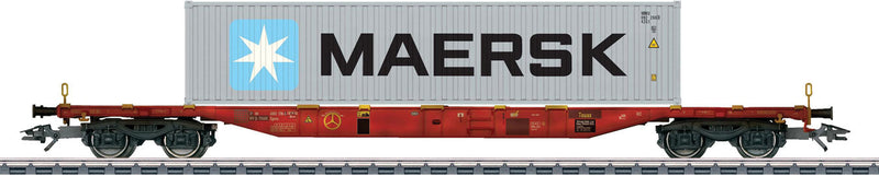 Type Sgnss Container Flatcar w/Load - 3-Rail Ready to Run -- Touax (Era VI 2014, orange; Maersk 40' Container)