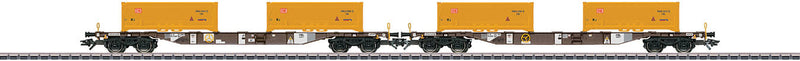 Type Sgns Flatcar with KLV Tub Load 2-Pack - 3-Rail - Ready to Run -- AAE 2 (Era VI, Boxcar Red, yellow KLV Tubs, Stuttgart 21)