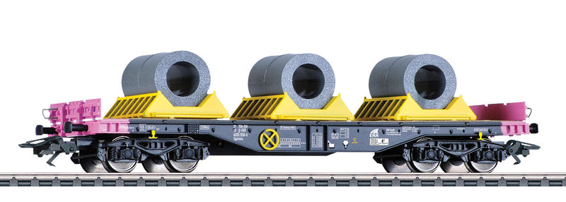 Type Sgmmns 4505 Heavy-Duty Flatcar, Coil Load - 3-Rail - Ready to Run -- V & M Deutschland (Era VI, gray, purple, yellow)