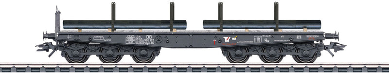 Type SSym 46 Heavy-Duty Flatcar w/Steel Billet Load - 3-Rail Ready to Run -- German Federal Railroad DB (Era III, gray)